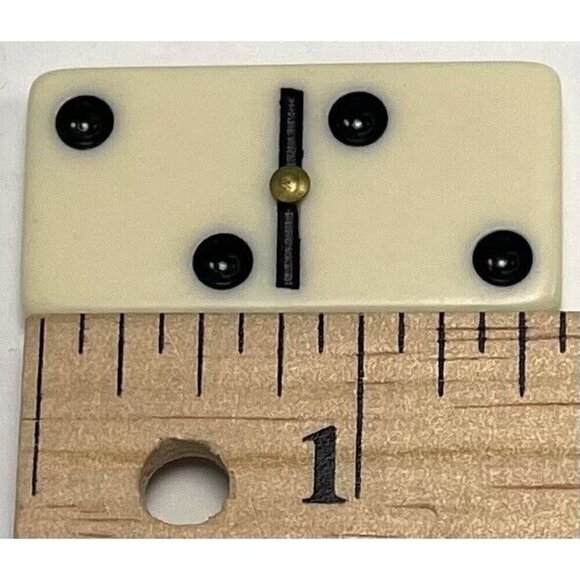 VTG 28pc DOMINO SET w/ Metal Brass Spinners Brown Faux Leather Carry Case *Read* - Picture 7 of 9